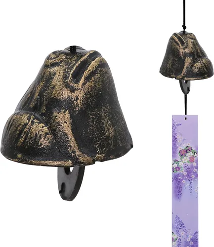 Vista 4 de Carillón de viento japonés de hierro fundido para exteriores, adorno para jardín, patio y balcón, decoración de campana de viento de metal colgante