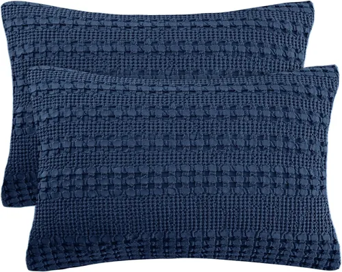 Vista 47 de PHF Fundas de almohada 100% algodón con tejido de gofre de 24 x 24 pulgadas, paquete de 2 fundas cuadradas para decoración elegante del hogar, sin