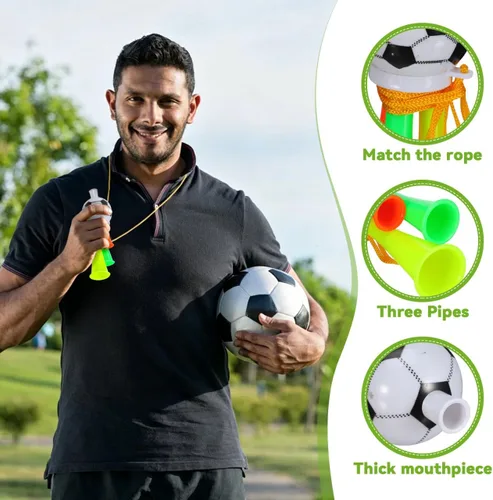 Vista 3 de BESPORTBLE 10 bocinas de estadio Vuvuzela, mini sonoras de plástico con cordón, trompetas de pelota de fútbol para juegos de fútbol, eventos