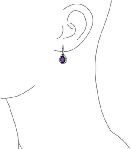 Vista 3 de Juego de joyas nupciales de 7 a 15 quilates, estilo vintage, halo de circonita cúbica AAA, circonita cúbica, aretes de gota a presión, lágrima