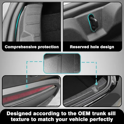 Vista 5 de BestEvMod 2026 2025 2024 Tesla Model 3 Actualización Protector de Parachoques Trasero y Cubierta del Umbral del Maletero Guardas de Parachoques