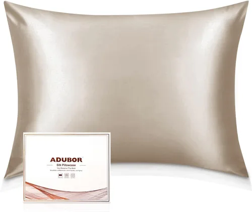 Vista 34 de Adubor Funda de almohada 100% de seda, fundas de almohada de seda de morera, 22 fibras de grado Momme 6A, funda de almohada de seda para la salud