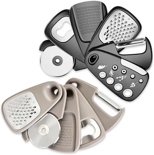 Vista 13 de 2 Pack Kitchen Gadgets Set 12 Pieces, Space Saving Cooking Tools Kitchen Accessories-Garlic Grinder, Cheese Grater, Vegetable Peeler, Pizza Cutter
