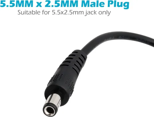 Vista 2 de Cable de extensión de alimentación CC de 0.217 in x 0.098 in, cable de extensión de 10 pies de 0.217 x 0.098 in, enchufe macho a hembra, cable