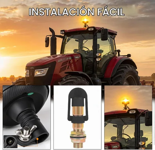 Vista 3 de Luces estroboscópicas de luz LED amarilla para camiones de 12 V 24 V, luz de baliza naranja, faro giratorio con 6 modos para coche, camión, UTV