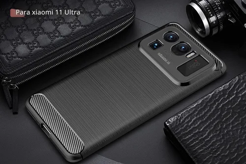 Vista 2 de Funda compatible con Xiaomi Mi 11 Ultra, cubierta de diseño de textura de fibra de carbono, funda de absorción de impactos diseñada para Xiaomi Mi