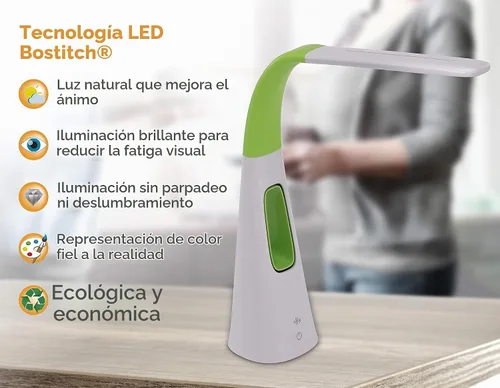 Vista 5 de PureOptics LED VLED1603LM - Lámpara de escritorio con ventilador sin aspas, regulable, cuello ajustable, color verde lima