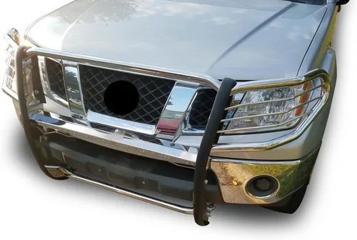 Vista 2 de Protector de parachoques con cepillo de rejilla Black Horse, acero inoxidable modular compatible con Nissan Frontier 2005-2021 Nissan Pathfinder