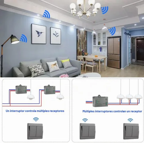 Vista 3 de Interruptor de luz inalámbrico autoalimentado, control remoto con rango