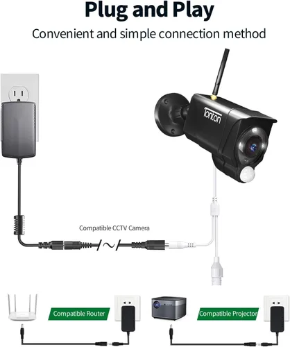 Vista 9 de Tonton Survelliance DVR - Paquete de 2 cables de extensión de alimentación CC de 3.3 pies x 0.083 in 5521 macho a hembra de 12 V CC compatible