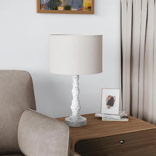 Vista 4 de Pia Ricco Juego de 2 lámparas de mesa estilo casa de campo de 21 pulgadas, lámpara de mesa de resina para dormitorio, sala de estar, lámparas