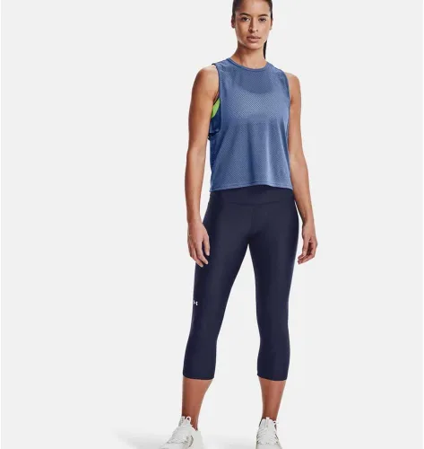 Vista 6 de Under Armour - Leggings capri con bolsillos para mujer, de tela HeatGear, de tiro alto y con pretina antideslizante