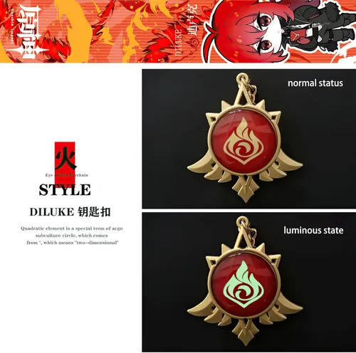 Vista 7 de Genshin Impact Vision - Broche luminoso de ojo de dios, llavero luminoso, llavero con colgante luminoso, diseño de personajes de juego