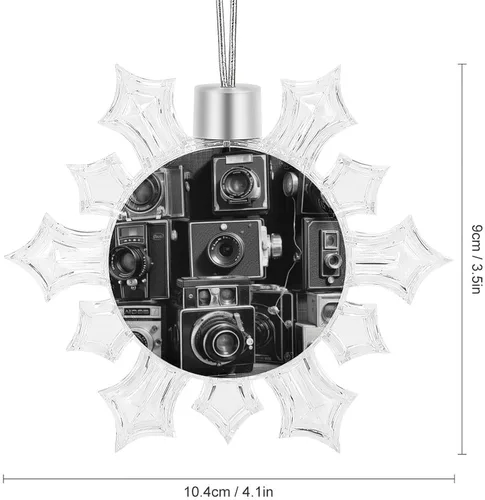 Vista 2 de Retro Cool Camera Collection Christmas Snowflake Ornament Snow Flake Christmas Ornaments for Tree Decorations Snowflake Shaped Hanging Decor for