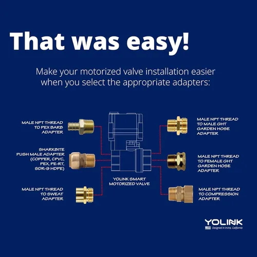 Vista 8 de Kit de control de válvula inteligente inalámbrico YoLink, válvula motorizada de acero inoxidable certificada NSF de 1/2", controlador inalámbrico 2