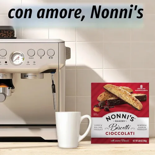 Vista 6 de Nonni's Cioccolati Biscotti - Galletas italianas - 2 cajas - Biscotti envueltas individualmente - Galletas italianas de Biscotti hechas