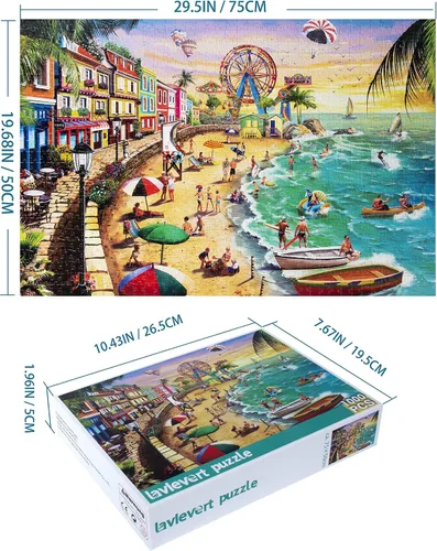 Vista 2 de Lavievert Rompecabezas de 1000 piezas para adultos, playa, vacaciones felices