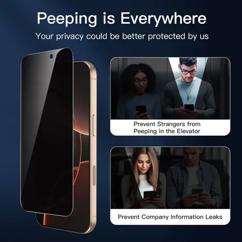Vista 61 de NEW'C Paquete de 3 protectores de pantalla de privacidad para iPhone Air/iPhone 17 Air (6.5 pulgadas), película de vidrio templado antiespía