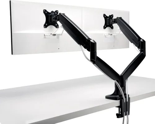 Vista 3 de Kensington SmartFit - Brazo de monitor doble ajustable en altura One‑Touch – Brazo ergonómico articulado con resorte de gas, soporta monitores