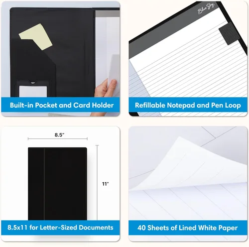 Vista 5 de Blue Sky Padfolio profesional: Cartera completa y organizador de documentos eficiente, accesorio de negocios ideal para profesionales modernos, 9.5