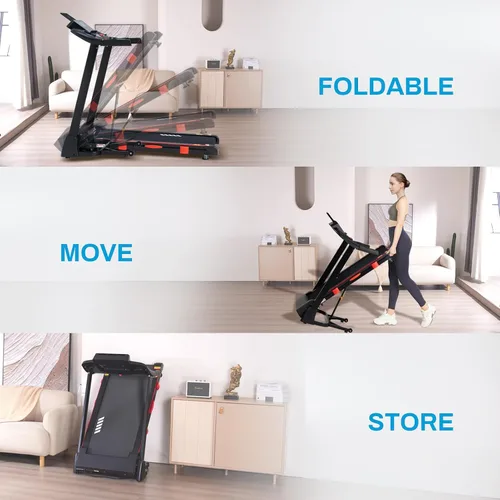 Vista 8 de ATEEDGE Cintas de correr para el hogar, 15% de inclinación automática, 0.5-10 MPH, cinturón de 18 pulgadas, 3 HP, capacidad de 350 libras, plegable