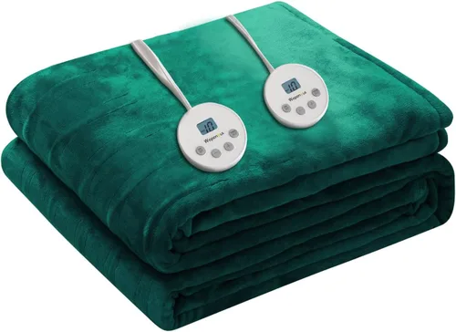Vista 16 de Wapaneus Manta térmica eléctrica con bolsillo para los pies, con 10 niveles de calefacción y 4 ajustes de temporizador, 4 horas de apagado