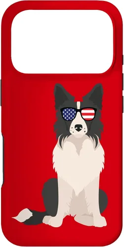 Vista 30 de Border Collie July 4th Patriotic American Sunglasses Dog Case for iPhone 16