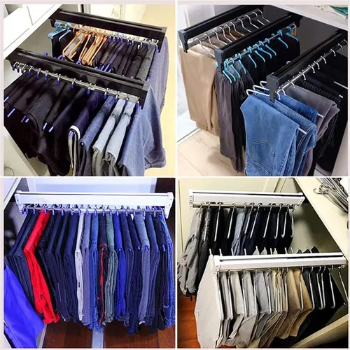 Vista 5 de Organizador de armario para pantalones y abrigos, soporte organizador de ropa ajustable, organizador de armario de acero inoxidable, estante