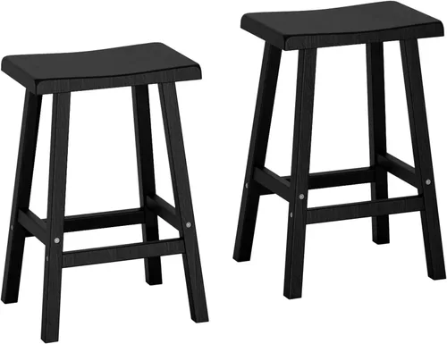 Vista 10 de PatioZen Taburetes de bar, 24", negro, juego de 2