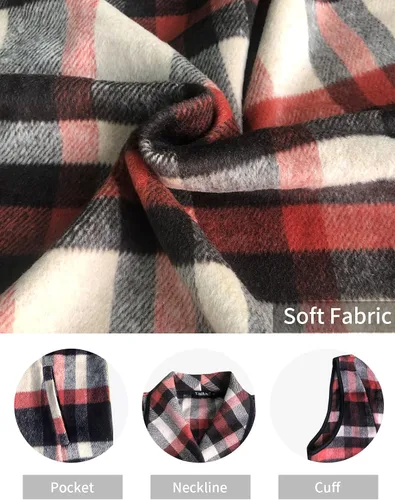 Vista 4 de Yacun - Chaleco sin mangas drapeado tipo cárdigan con bolsillos para mujer y estampado a cuadros búfalo