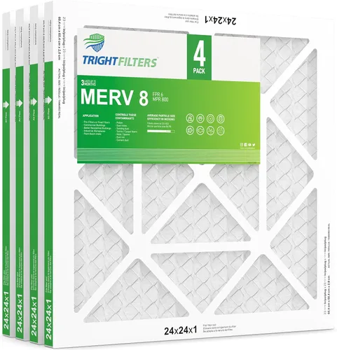 Vista 10 de TRIGHTFILTERS 12x12x1 Filtro de aire 4 paquete, MERV 8 Filtros de aire plisados de defensa contra el polvo de reemplazo para aire acondicionado HVAC