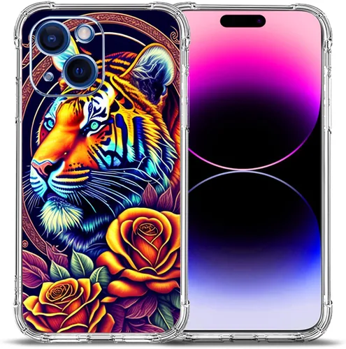 Vista 26 de Funda para iPhone 15 Plus, hermosa protección contra caídas de flores rosas, a prueba de golpes, funda protectora de cuerpo completo resistente a