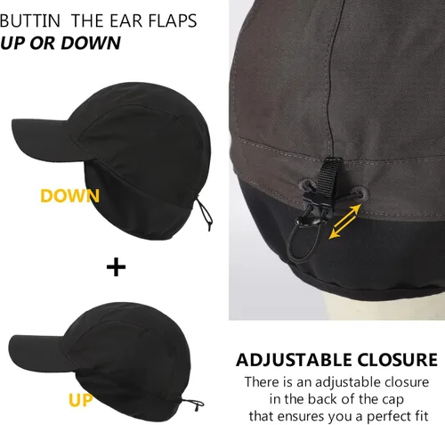 Vista 5 de Gorra de béisbol de invierno para mujer, con forro polar, para hombre, cálida, impermeable, ligera, ajustable, para senderismo