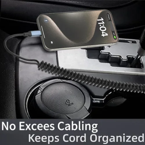Vista 3 de Cable USB C en espiral, paquete de 2 cables de carga USB C retráctiles para iPhone 15, cable de carga de coche USB tipo C de 3 pies, cable de carga