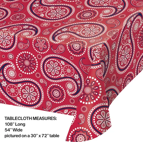 Vista 2 de Creative Converting 329662 Mantel de plástico con estampado de cachemira roja