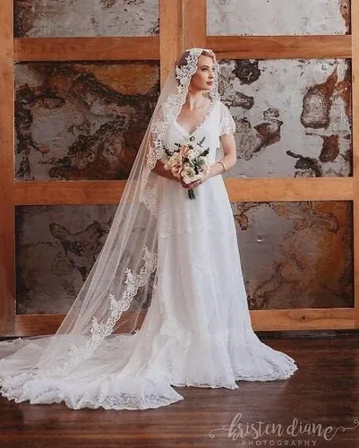 Vista 4 de Babyonlinedress White Ivory Lace Edge Cathedral Length Wedding Bridal VeilComb