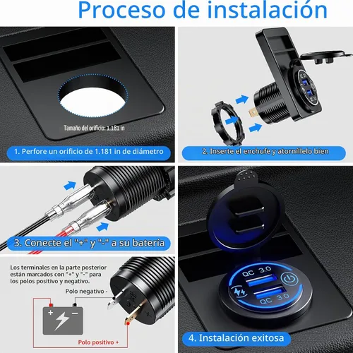 Vista 6 de Kewig Cargador USB dual 3.0 de carga rápida
