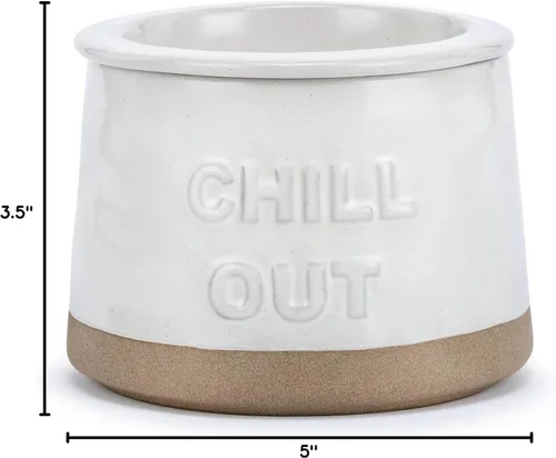 Vista 7 de DEMDACO Chill Out Classic White - Cuenco para servir con chispas de gres (5 x 5), color blanco