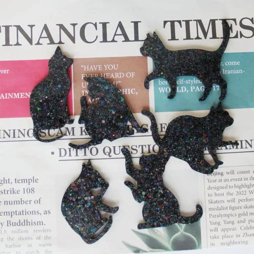 Vista 6 de Finyoffiy Molde de resina para gatos, moldes epoxi de silicona con diseño de animales, molde de fundición colgante para bricolaje, joyería, collar