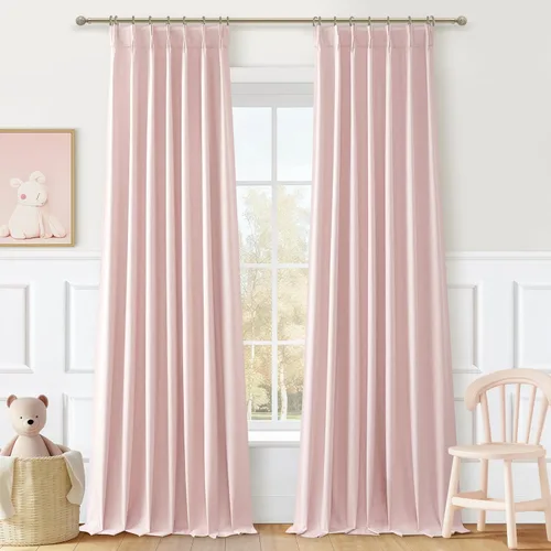Vista 39 de Cortinas y Drapeados Modernos con Pliegues Pellizco Rosa Bebé de 84 Pulgadas de Largo, Juego de 2 Paneles para Sala de Estar, Cortina de Ventana