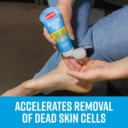 Vista 6 de O'Keeffe's Crema renovadora intensa para pies saludables con urea y ácido alfa hidroxi, tubo de 3 onzas, exfolia químicamente y suaviza los pies
