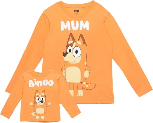 Vista 4 de Bluey Bingo Chilli Mom Bandit Dad Long Sleeve Matching Family T-Shirt Toddler to Adult