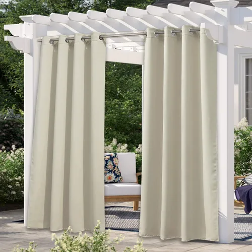 Vista 120 de NICETOWN Cortina para Exteriores para Patio Impermeable de 84 Pulgadas de Ancho, Aislamiento Térmico con Ojales Antioxidantes Bloqueo UV Cortina