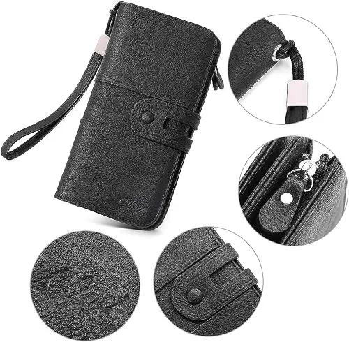 Vista 7 de CLUCI Bolso hobo + cartera grande para mujer, plateado, Elegante