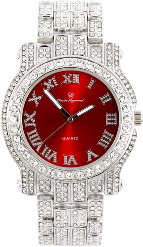 Vista 93 de Charles Raymond Bling-ed Out Ultimate Hip Hop Royalty Reloj para hombre con número romano de fácil lectura o indicadores de tiempo de diamantes