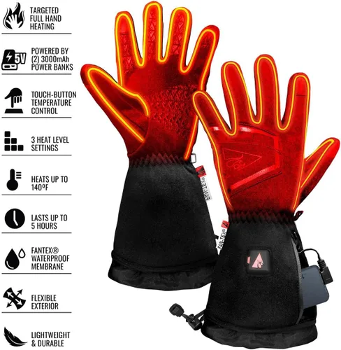 Vista 3 de ActionHeat Guantes térmicos con batería para hombre, delgados, impermeables, guantes eléctricos, 3 ajustes de calor, hasta 8 horas de tiempo