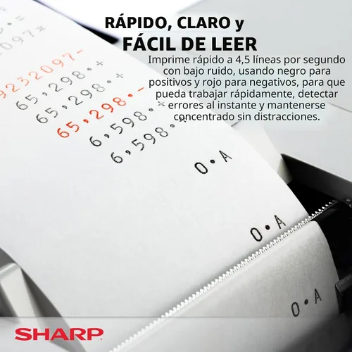 Vista 4 de Sharp EL-1197PIII Calculadora de impresión a color de alta resistencia con reloj y calendario