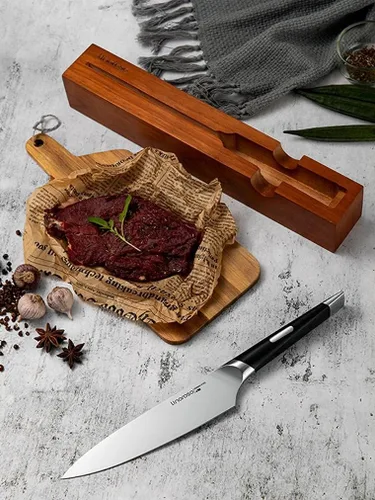 Vista 7 de linoroso Cuchillo de chef de cocina ultra afilado, cuchillo de cocina alemán de alto carbono forjado de precisión de 7 pulgadas, cuchillo de corte