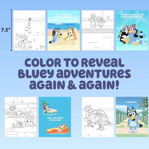 Vista 5 de Horizon Group USA Bluey Aqua Art - Hojas de actividad reutilizables con revelación de agua y bolígrafo de agua para dibujo y coloreado sin manchas