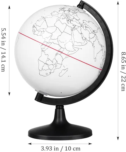 Vista 2 de TOYANDONA Globo mundial en blanco con soporte, mapa de borrado en seco, globo de tierra redondo para profesores geográficos, decoración de escritorio